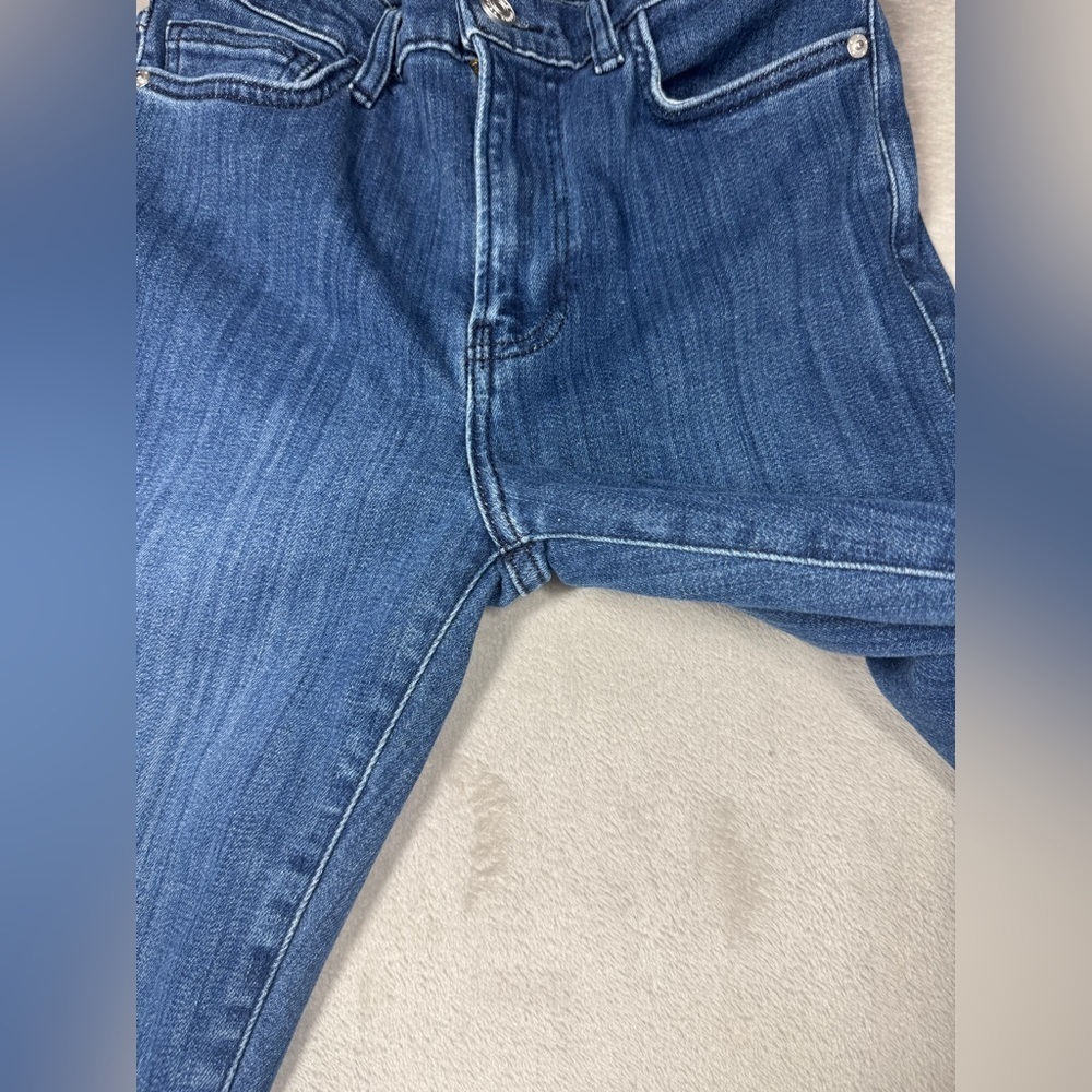Frame Le High Straight Cropped Thunderstorm Zip Fly Denim Blue Jeans Size 27 - Picture 4 of 16